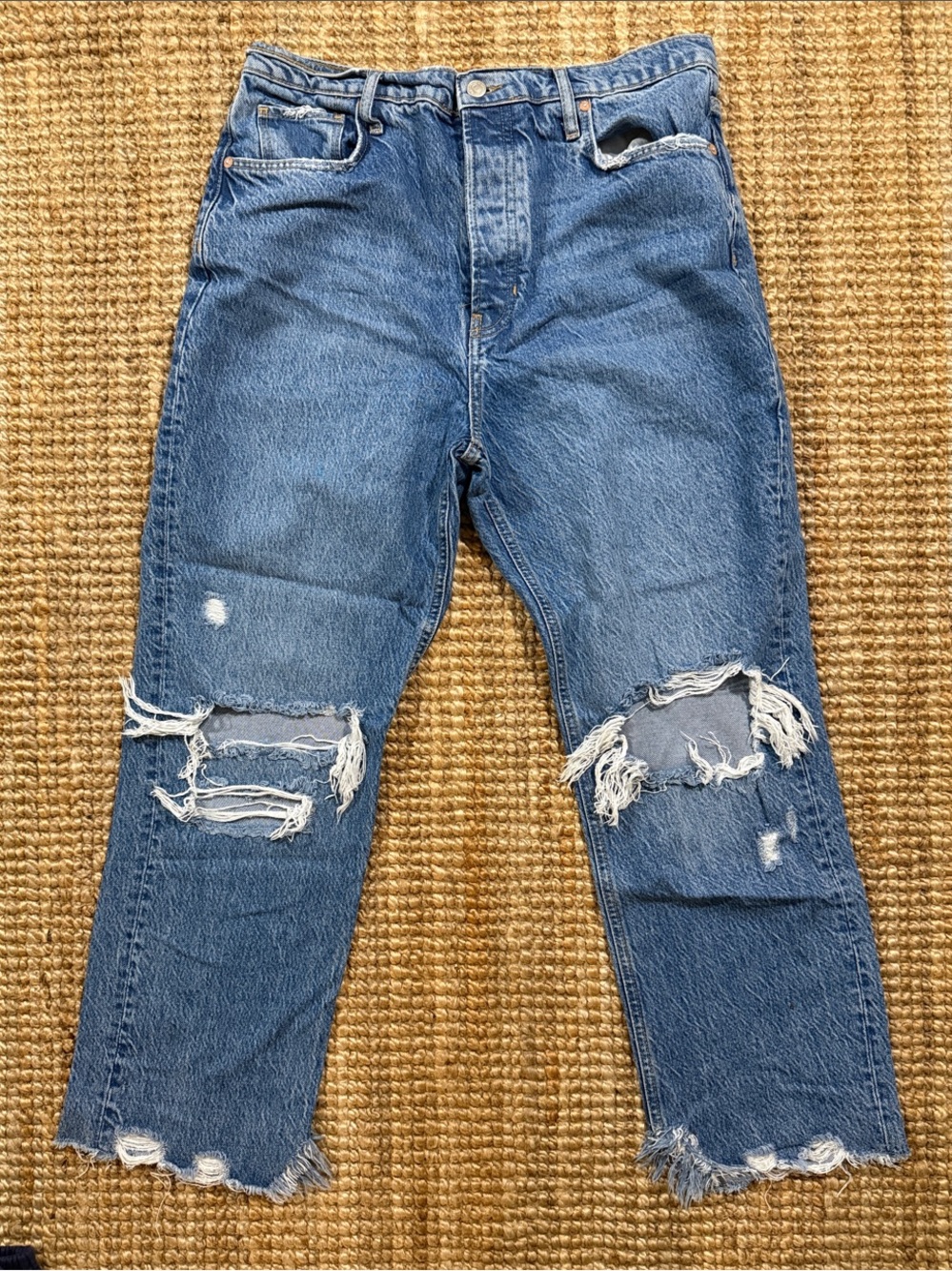 Free People size 31 Women's Distressed High-Rise Blue Jeans